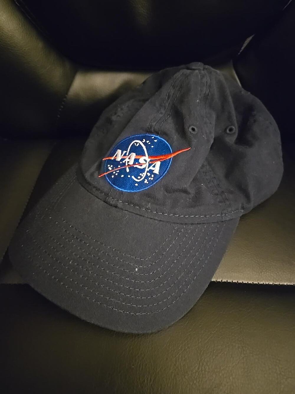 NASA Meatball Logo Black Hat Cap Adjustable Hook Loop H3 Headwear Space